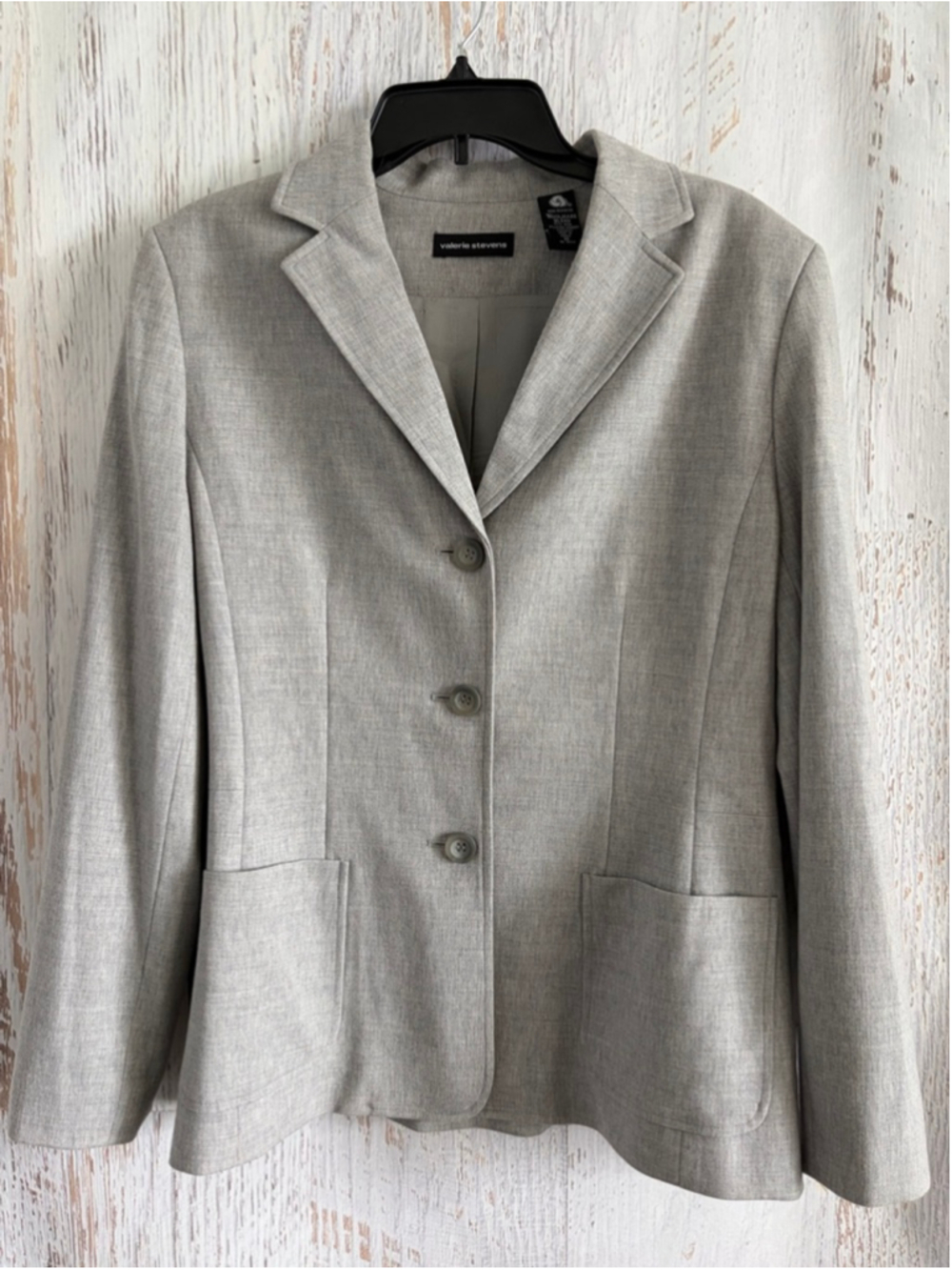 Women's Valerie Stevens Gray Wool Blend Blazer Jacket Size 12
